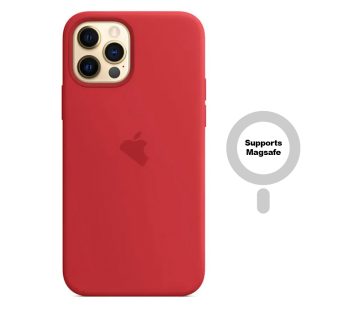 iPHONE PREMIUM SILICONE CASE WITH MAGSAFE SUPPORT RED